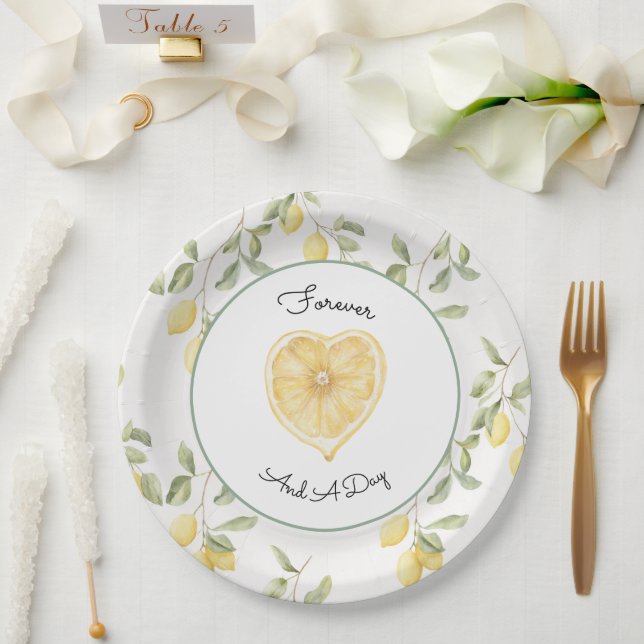 Gelbe Zitronen Frucht Hochzeit Pappteller (Hochzeit)