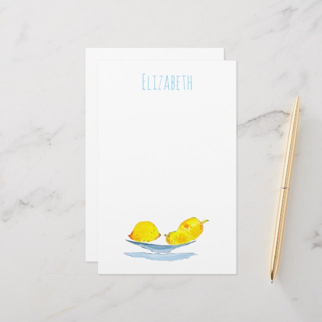 Gelbe Zitronen Fruchtkunst Briefpapier (Vorderseite/Rückseite Beispiel)