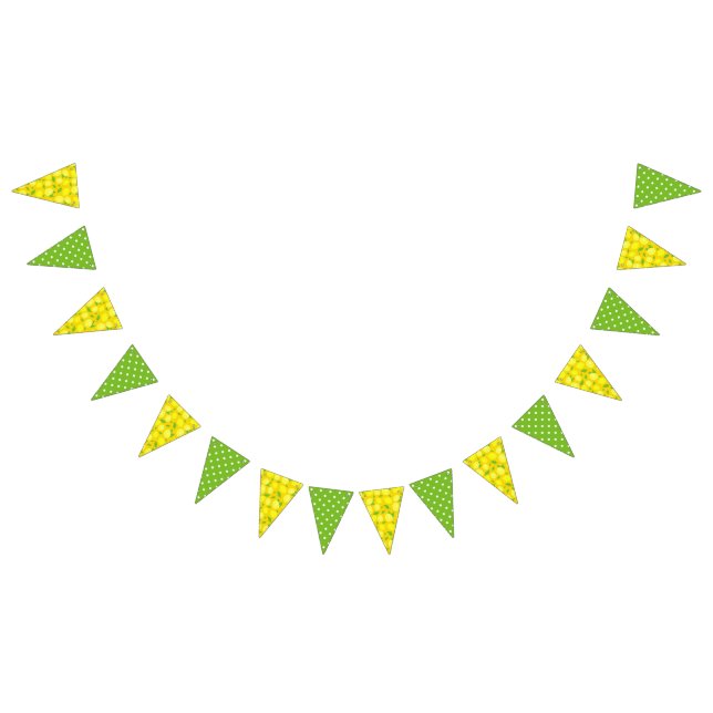 Gelbe Zitronen, grüne weiße Polka-Punkte Wimpelkette (Alle)