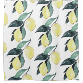 Gelbe Zitronen in Aquarellfarben Nahtloses Muster Duschvorhang