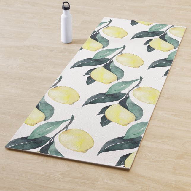 Gelbe Zitronen in Aquarellfarben Nahtloses Muster Yogamatte (Beispiel)