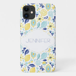 Gelbe Zitronen Minze Grün und Blau Personalisiert Case-Mate iPhone Hülle