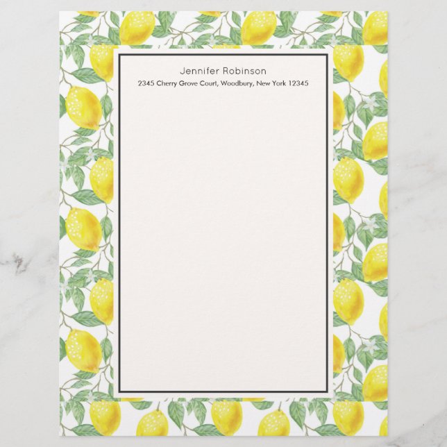 Gelbe Zitronen mit grünen Blätter Muster (Vorderseite)