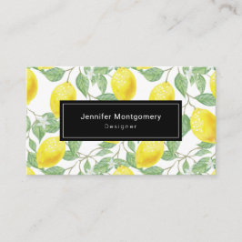 Gelbe Zitronen mit grünen Blätter Muster Visitenkarte