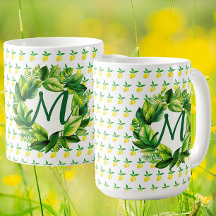 Gelbe Zitronen Monogramm  Kaffeetasse
