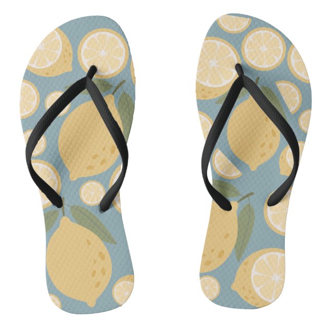 Gelbe Zitronen-Nahtloses Muster Flip Flops (Fußbett)
