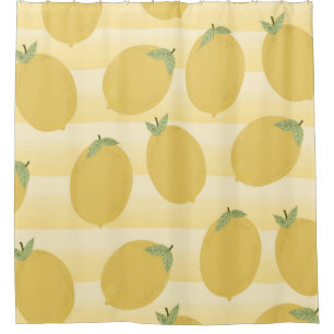 Gelbe Zitronen Sommer Frucht Aquarell Spaß Hell Duschvorhang