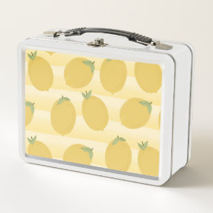 Gelbe Zitronen Sommer Frucht Aquarell Spaß Hell Metall Lunch Box