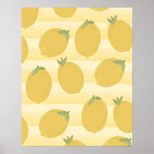 Gelbe Zitronen Sommerfrucht hell Whimsical Rustika Poster