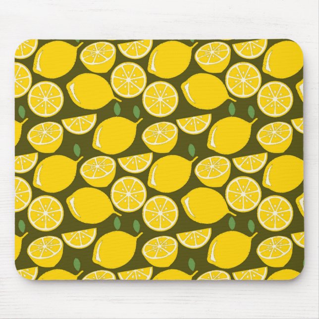 Gelbe Zitronen Tapete Muster Sommer Mousepad (Vorne)