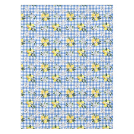 Gelbe Zitronen und Blauer Gingham-Karo Tischdecke