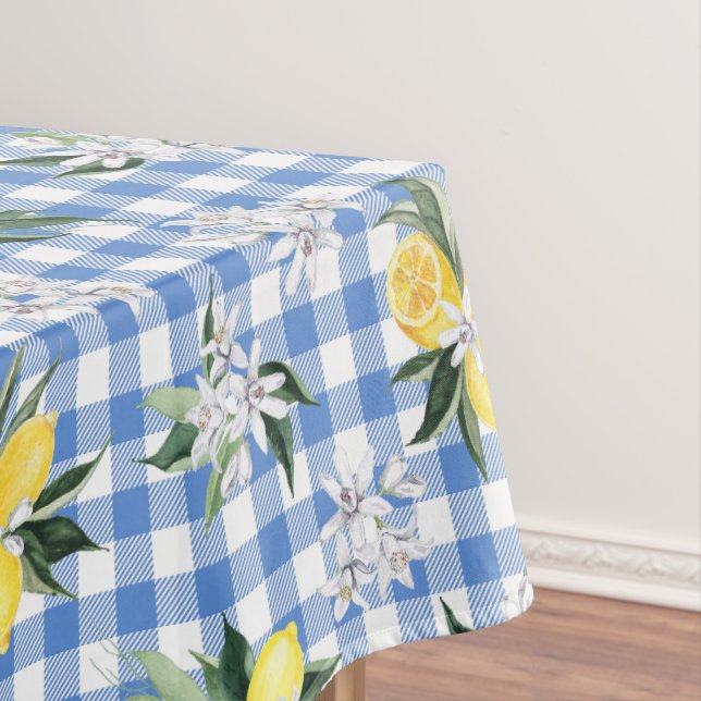 Gelbe Zitronen und Blauer Gingham-Karo Tischdecke (Beispiel)