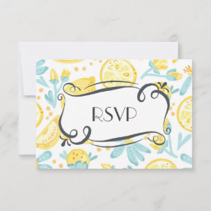 Gelbe Zitronen und Blütenblumen malerische Hochzei RSVP Karte