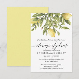 Gelbe Zitronen und Foliage Wedding Change of Plans Einladung