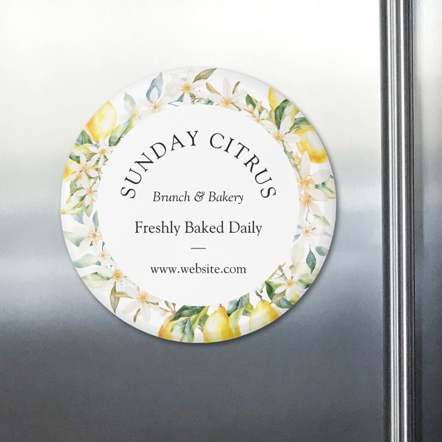 Gelbe Zitronen und weiße Blume Blumenreste Magnet (In situ)