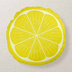 Gelbe Zitronenscheibe Citrus-Keil Rundes Kissen