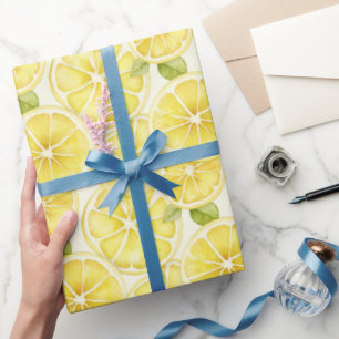 Gelbe Zitronenscheiben Aquarell Geschenkpapier