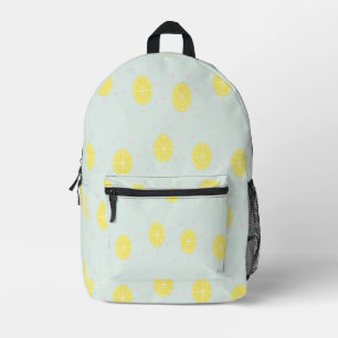 Gelbe Zitronenscheiben auf blau Bedruckter Rucksack