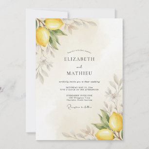 Gelbe Zitrusblättrige Hochzeit Einladung