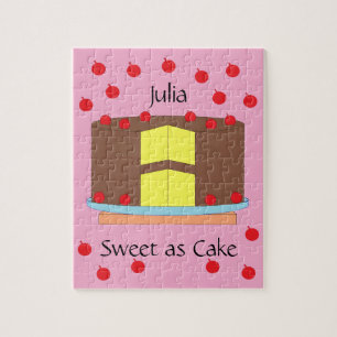 Gelben Kuchen und Kirschen: Rosa