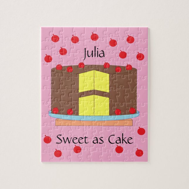 Gelben Kuchen und Kirschen: Rosa (Vertikal)