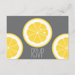 GELBEN UND GRAUER LEMOM THEMED UAWG REPONSE CARDS RSVP KARTE