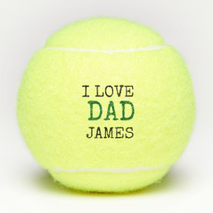 Gelbene Tennisbälle mit Name Vaters
