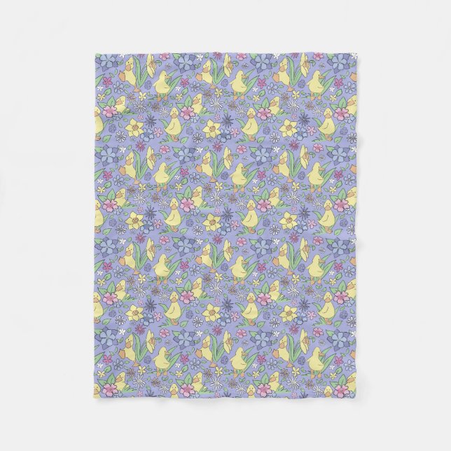 Gelbente farbenfrohe Wildblumen Niedliche Kinder Fleecedecke (Vorderseite)