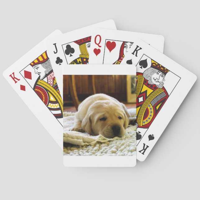 Gelber 2-Labrador-Welpe Spielkarten (Rückseite)