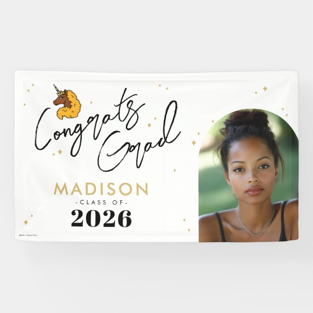 Gelber Afro Einhorn-Abschluss Banner (Horizontal)