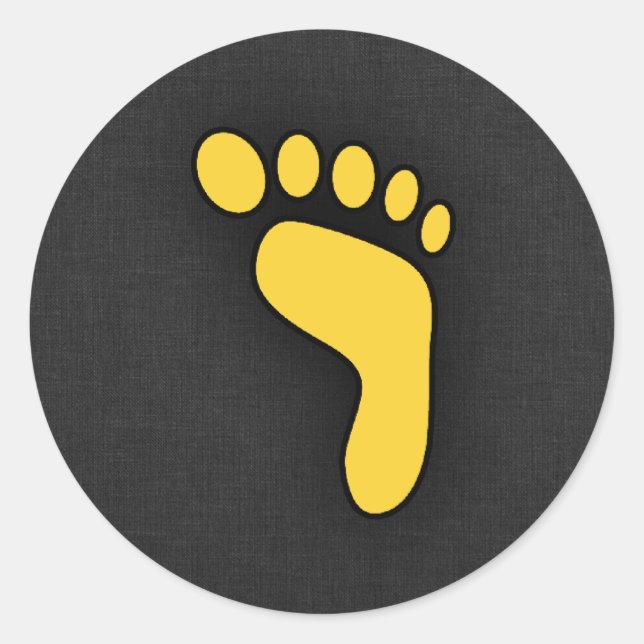 Gelber Amber Footprint Runder Aufkleber (Vorderseite)