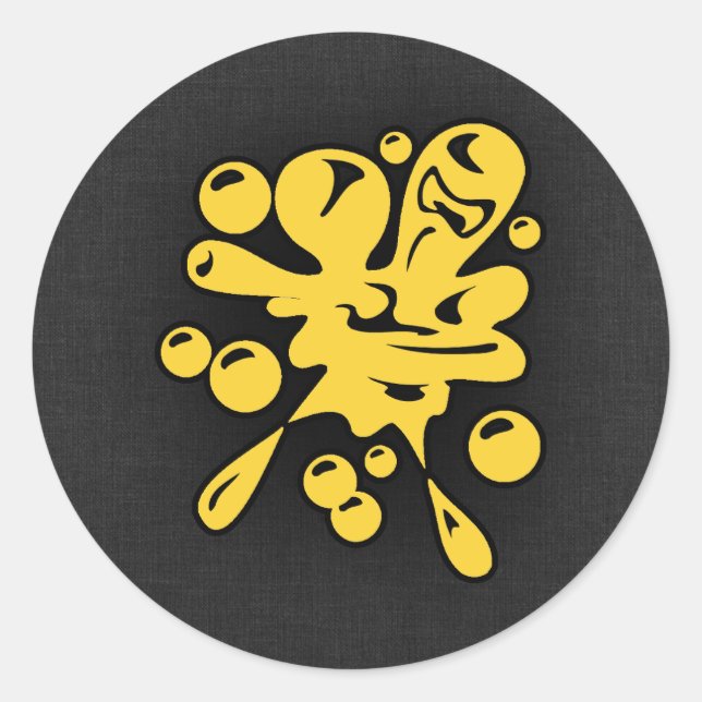 Gelber Amber Paintball Runder Aufkleber (Vorderseite)