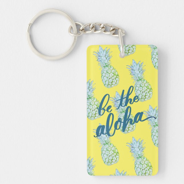 Gelber Ananas-Aloha Schlüsselanhänger (Vorderseite)