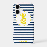 Gelber Ananas Navy Gestreift Personalisiert