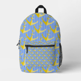 Gelber Ankerblock mit nautischem Muster Bedruckter Rucksack