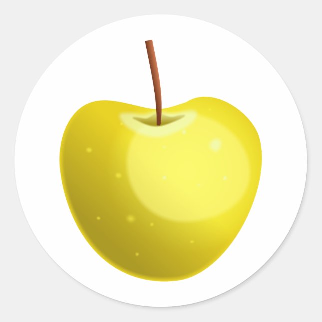 Gelber Apple Runder Aufkleber (Vorderseite)