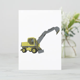 Gelber Bagger Baumaschinen Einladung