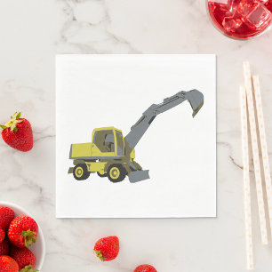Gelber Bagger Baumaschinen Serviette