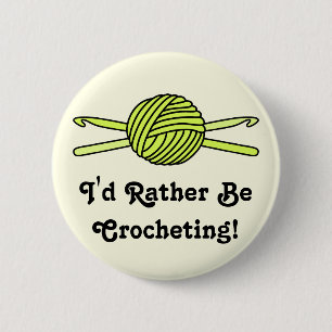 Gelber Ball der Garn-u. Häkelarbeit-Haken Button