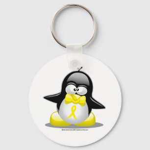Gelber Band-Pinguin Schlüsselanhänger