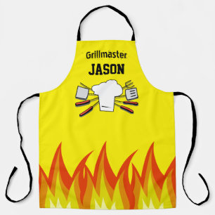 Gelber BBQ-Grillmaster-Schürze personalisiert Schürze