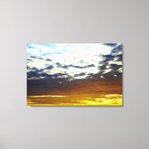 Gelber blauer schwermütiger Sonnenuntergang mit Leinwanddruck
