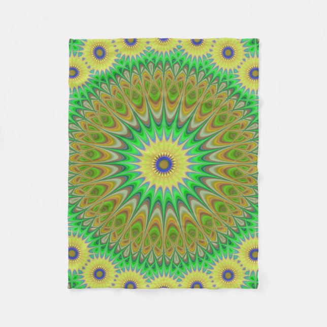 Gelber Blume Mandala Fleecedecke (Vorderseite)