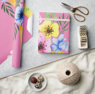 Gelber Blumencoffee Cup Muttertag Geschenkpapier
