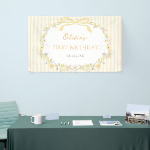 Gelber Blumenstreifen-Geburtstag Banner
