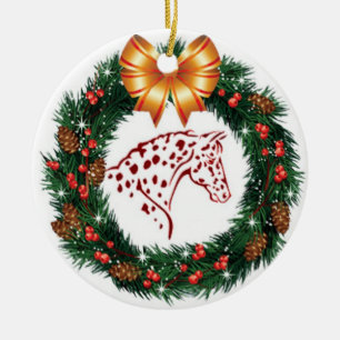 GELBER BOGENroter UND GRÜNER APPALOOSA Keramikornament
