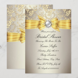 Gelber Bow Beige Rose Brautparty Einladung