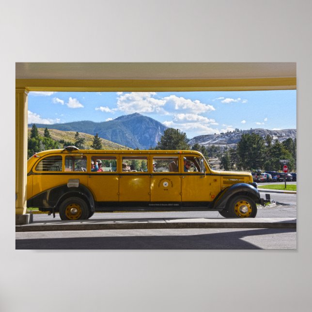 Gelber Bus, Yellowstone Nationalpark, Wyoming Poster (Vorne)
