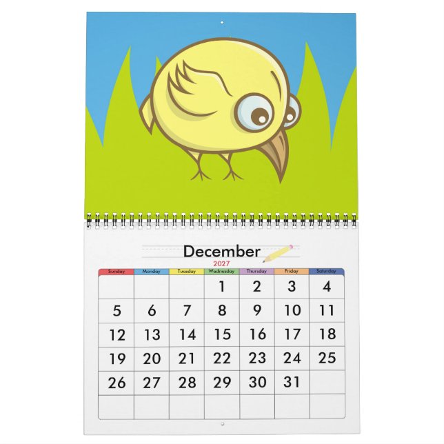 Gelber Cartoon Kalender (Dez 2027)