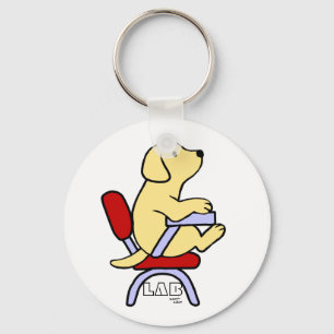 Gelber Cartoon Labrador-Studenten-1 Schlüsselanhänger